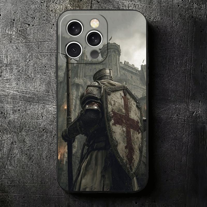 Crusades Knights Templar Soft Phone Case for iPhone 16 16E 17 Air 15 Pro Max 14 Plus 13 Mini 11 12 7 Black Cover Back Shell