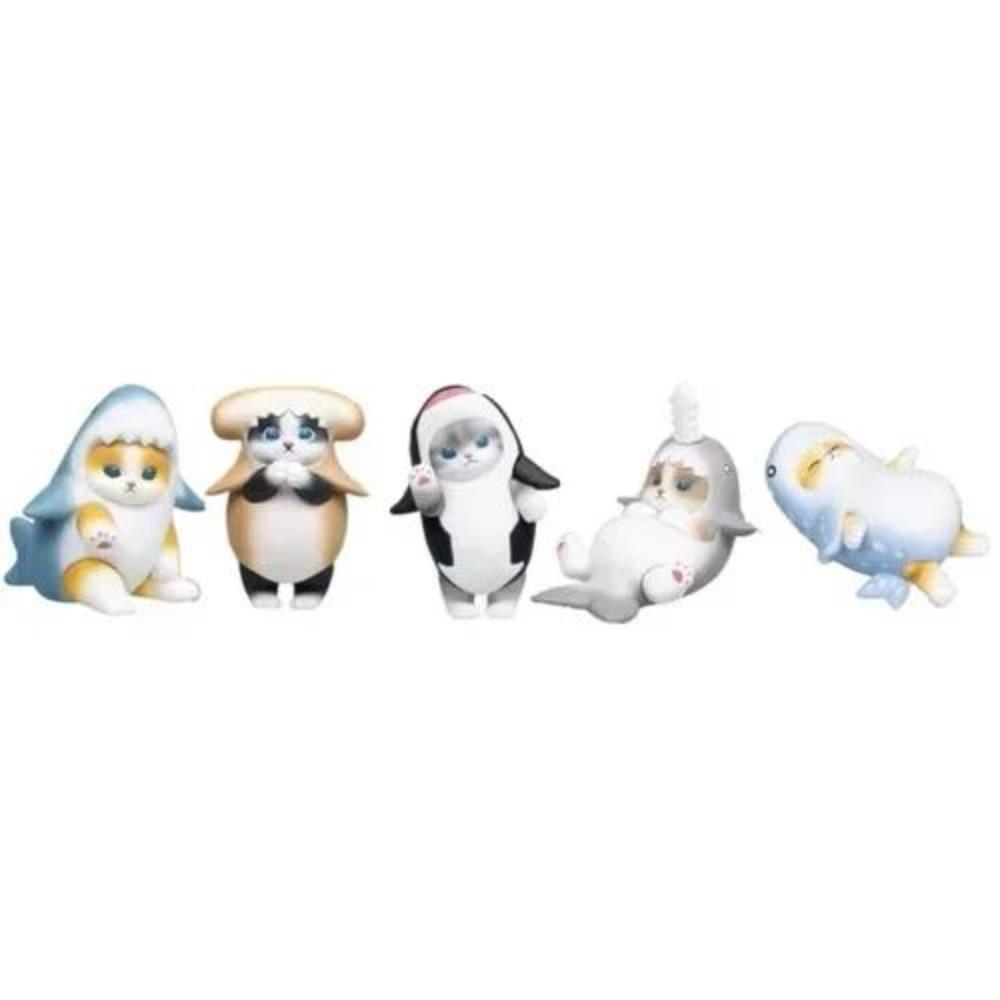 Japanese Genuine Adorable Pet Adorable Shark Cat Gacha Scale Model Shark Suit Collection Action Figure Toy Great for Daily Use