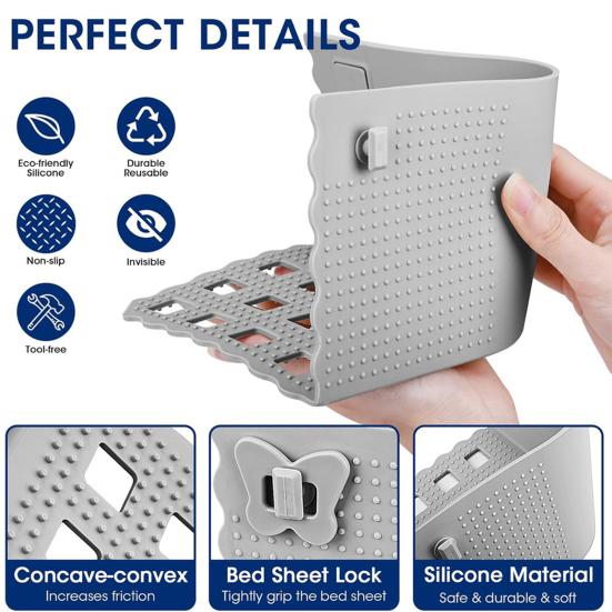 4Pcs Bed Sheet Holder with Butterfly Buckle Adjustable Silicone Bedsheet