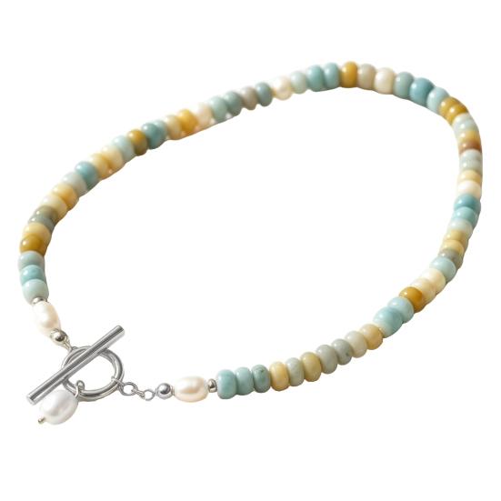 Women Necklace, Handmade Beaded Natural Gemstones Necklace, with Gold-Plated Clasp Versatile Necklace, for Daily Wear Beach Dates
