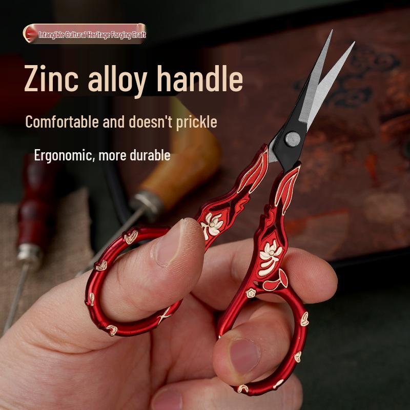 Retro Bamboo Tailor Scissors: Cross Stitch, Embroidery, Thread Snippers, Tea, Yarn, & Student Handmade Small Craft Scissors