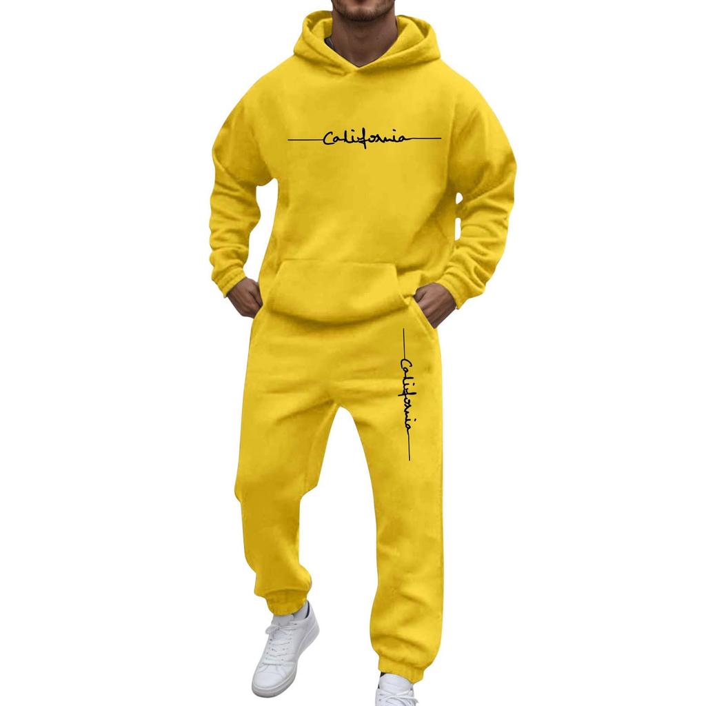 Herren Casual und personalisiert bedrucktes Langarm-Kapuzensweatshirt, Herren Sport-Sweatshirt und Sweatpants zweiteiliges Set