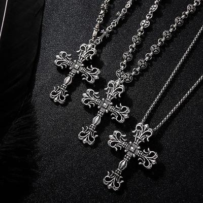 Fashionable Nightclub Trendy Cross Necklace Retro Fashion Trendy Accessories Necklace Exquisite Texture Necklace