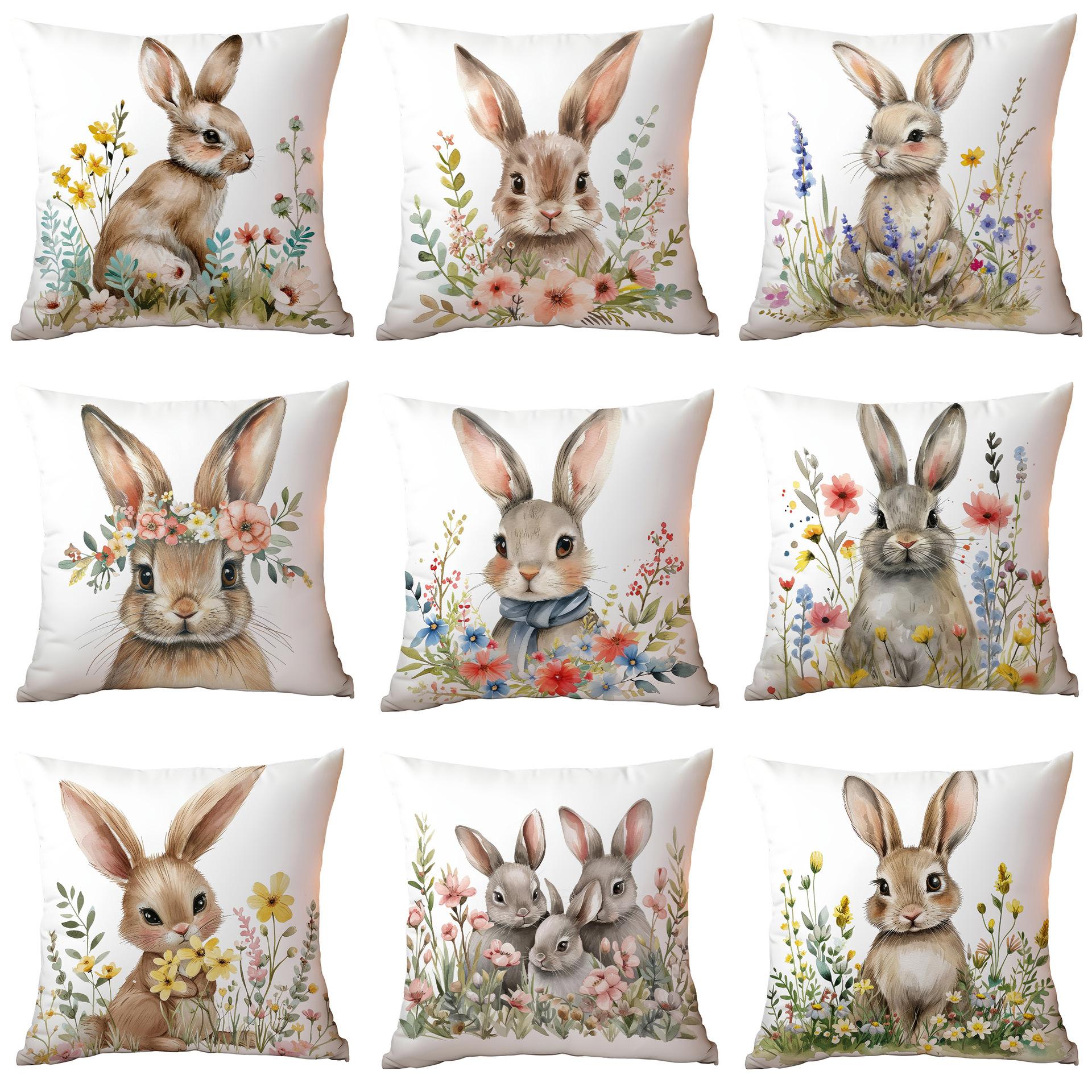 

Spring Cartoon Easter Pillowcase Household Products Printed Pillowcase Rabbit Series Cushion 45 * 45Cm