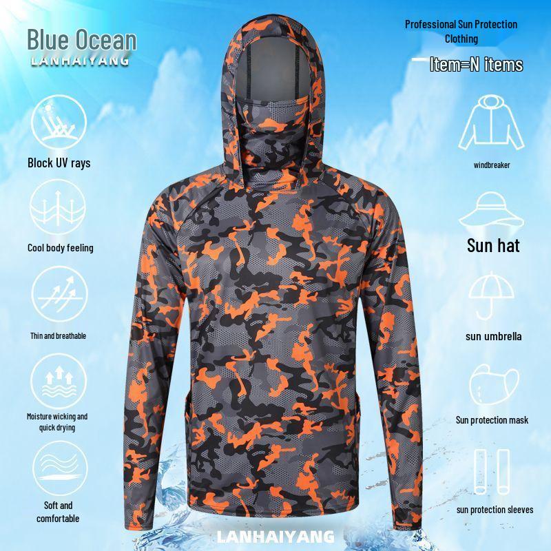 Men's Camouflage Sun-Protective Quick-Dry Ice Silk Fishing Apparel