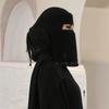 Strass Chiffon Preto Niqab Muçulmano Cobertura de Rosto Hijab Lenço Islâmico Mulheres Oração Uma Camada Respirável Cobertura de Cabeça Envoltório de Cabeça