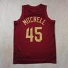 Cavaliers Basketball Jersey: Red #45 Mitchell, #10 Garland, #4 Mobley, Heat-Pressed James, Irving, Allen Edition
