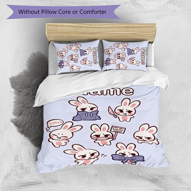 3pcs Kpop Team2 Cover Set - Personalized Name, HD Printed Bedding with 1 Cover and 2 Pillowcases - Perfect for Home Decor, Easy Care
