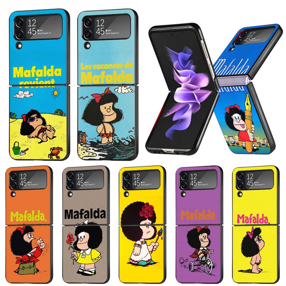 Mafalda Cartoon Phone Case For Samsung Galaxy Z Flip7 Flip6 5G Flip5 Flip4 Flip3 ZFlip 7 6 3 4 5 Shockproof Back Cover Galaxy Z