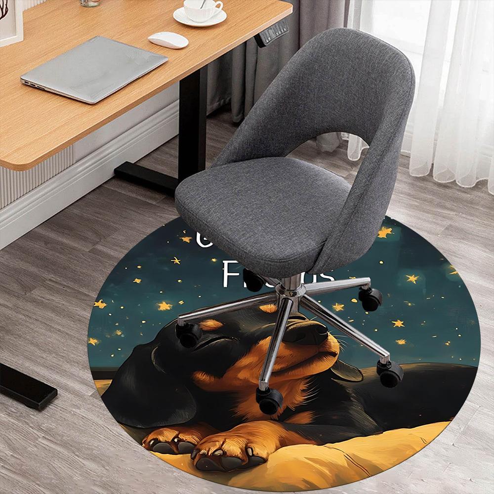 

1pc Good Night Friends Round Chair mat office Area Rug - Non-Slip, Floor Mat for Office, Bedroom, and Indoor Decor p127003 80cm by 80cm