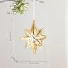 Gold Shiny Acrylic Explosion Star Pentagram Pendant Christmas Tree Ornament with Faux Gemstone.