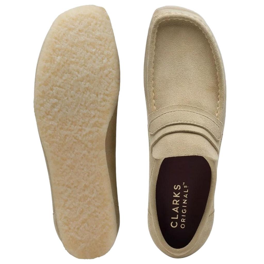 Clarks Wallabee Crepe Standard UK8 Loafers, Sole, Shoes, Suede, Maple, Beige, Men's, 26172504, Maple_Suede, (26.0cm)