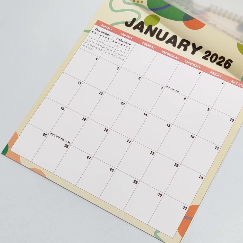 Wire-O-Bindung Tagesplaner Kalender Faltbarer Hängekalender Tragbarer 2026 Wandkalender Büro