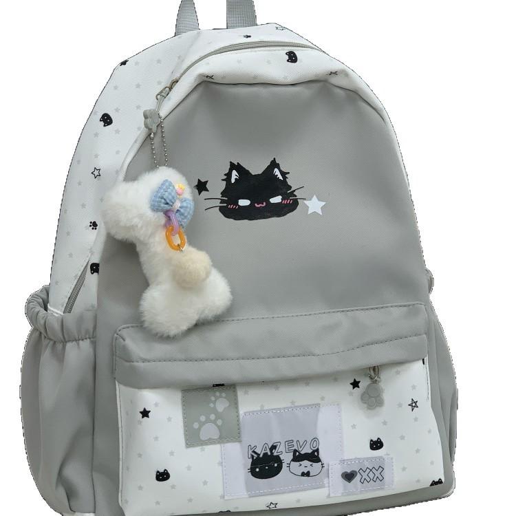 Schoolbag student cute cat print schoolbag girls weekend outing lightweight backpack trendy casual versatile backpack