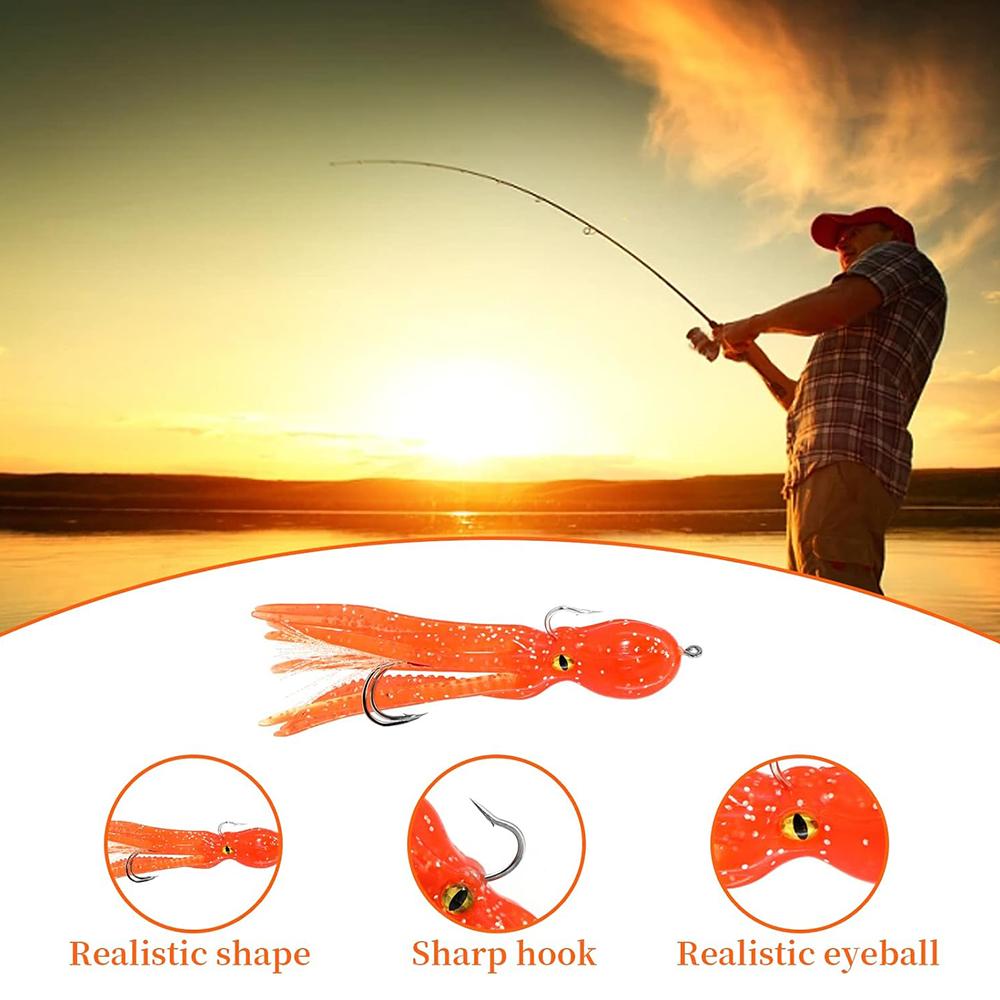 19g Tintenfisch Angelköder - Bleibeschwertes Lebensechtes Tintenfischdesign, Scharfe Haken & Verstärkter Körper für Hohe Attraktivität Salzwasser Süßwasser