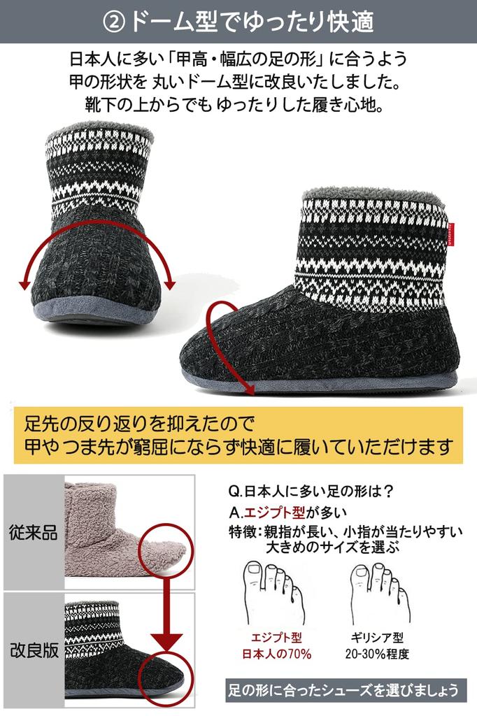 Room Boa Cold Room Boots [nicolyfam] Men's Shoes, Slippers, Fluffy, Weather, Autumn/Winter, Comfortable, (Black, Large)