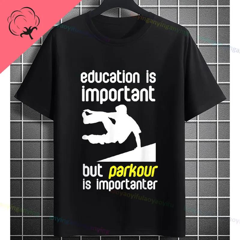 Unisexs Parkour Runner Tshirt With Bold Parkour Print Casual Round Neck 100cotton Allseason Comfort Tshirt Dynamic Tee
