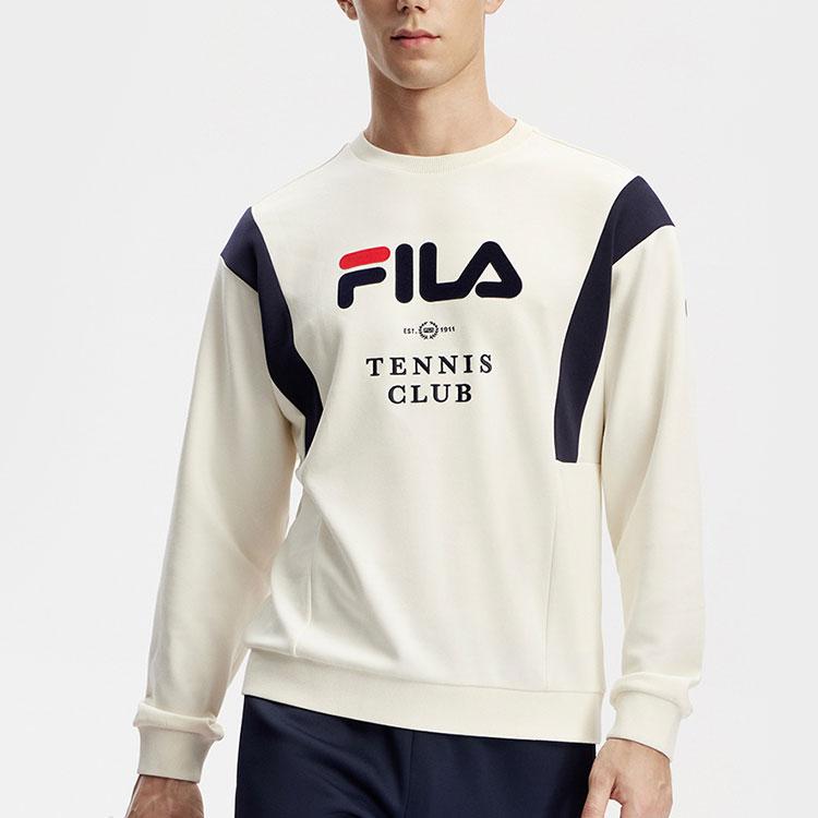 Fila Letter Round Neck American Style Loose Sports Sweatshirt Men Sweatshirt White A11M413206F-IV