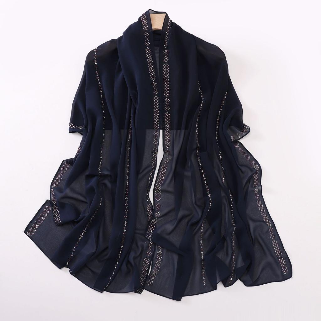 Diamond Pearl Chiffon Hijabs For Women Muslim Fashion Long Shawl Head Wrap For Women Turbans For Women Ramadan Turban Femme