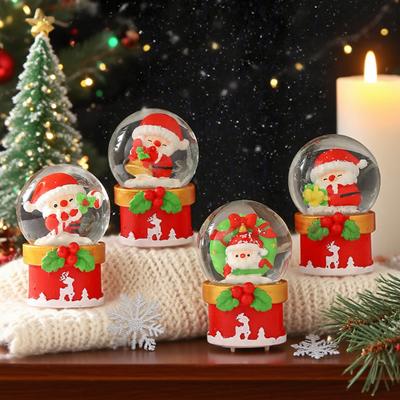 4.5/6.5CM Vianočná svietiaca ozdoba z umelého krištáľu LED svietiaca figúrka Santa Clausa vo vnútri priehľadnej gule Sviatočná párty Domáca kancelária Stolný počítač