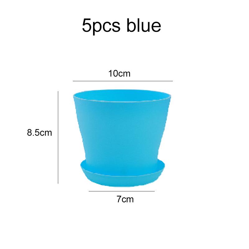 5pcs Mini Flower Pot with Tray Thickened Resin Plastic Ventilation Balcony Desktop Decoration Greenery Succulent Gardening TMZ