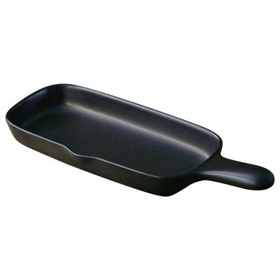 Banko Ware Grill Pan/Grill Plate, Half Size, with Handle, Approx. 11cm (W) X 28cm (D) X 4cm (H), Suitable for Oven Toasters, Direct Flame, Microwave,