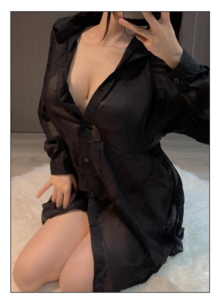 Flirty Lingerie Set: Tempting Nightgown for Small Chest, Mood Enhancing & Easily Removable Shirt