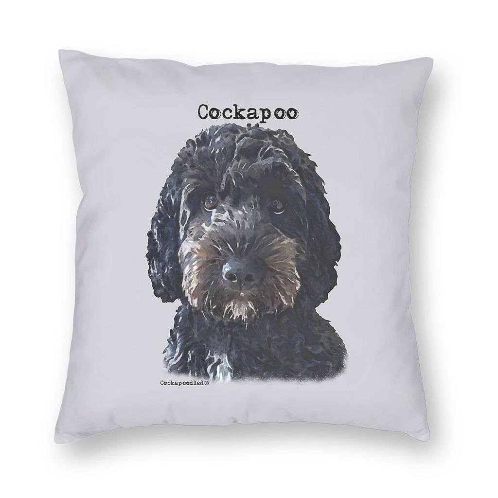 Black Cocker Spaniel Square Pillowcase Polyester Linen Velvet Pattern Zip Decorative Sofa Seater Cushion Cover