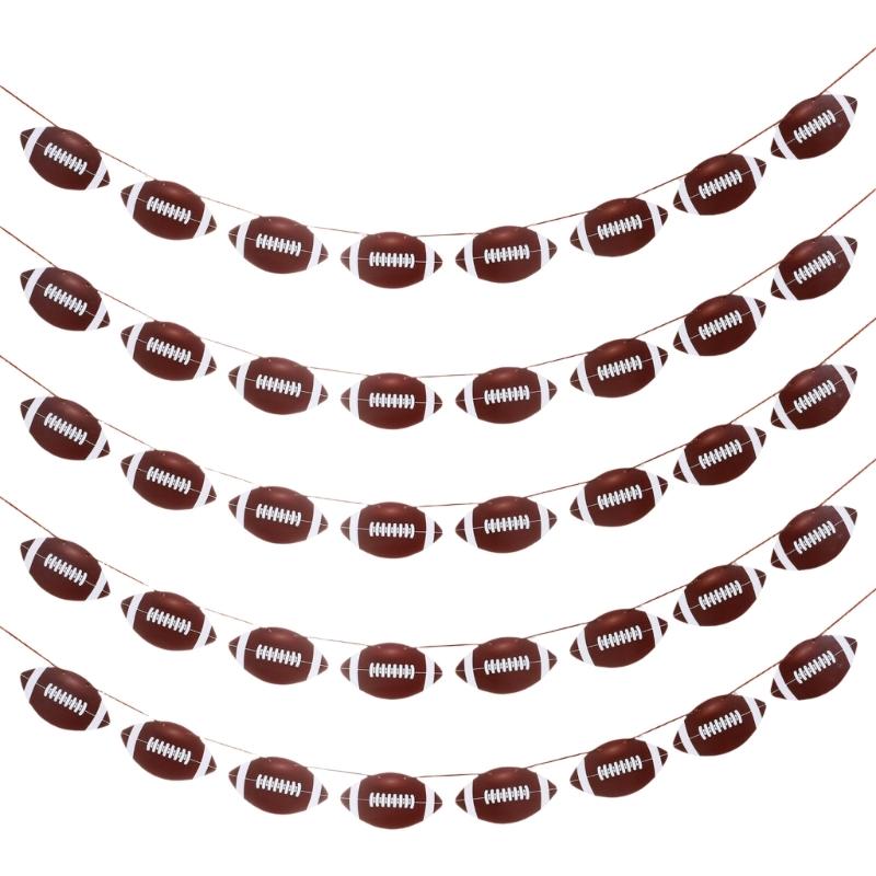 5Pcs Paper Football Pennant Streamers Bunting Hanging Decoration 4Meters Long For Football Sports Event and Festival 1