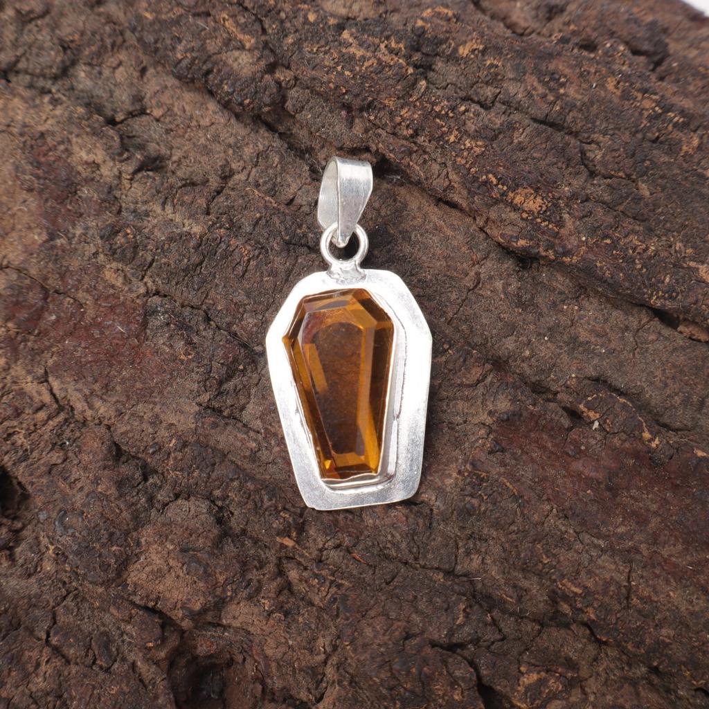 Citrine Stone 925 Sterling Silver Art Deco Ethnic Handmade New Pendant Jewelry PP-53-11