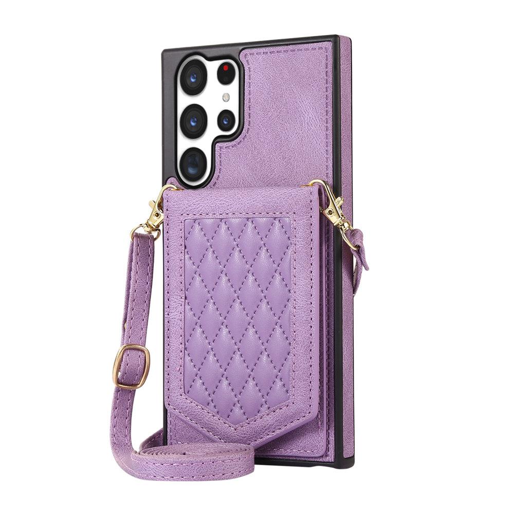 Crossbody Mirror Leather Wallet Case For Samsung Galaxy S24 Ultra S23 Plus S22 S21 S20 Note 20 A13 A14 A54 Cards Phone Cover