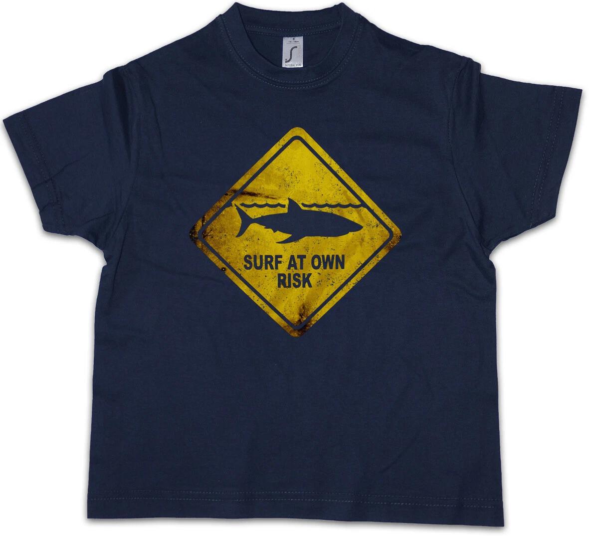 SHARK WARNING SIGN Kids Boys kids boys T-Shirt Surfing Diver Diver White Warning Shark 100