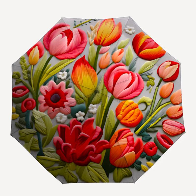 

1pc Floral Bouquet Auto Folding Umbrella, Sturdy And Durable Automatic Folding Umbrella with 8 Ribs, Convenient for Outdoor Use131