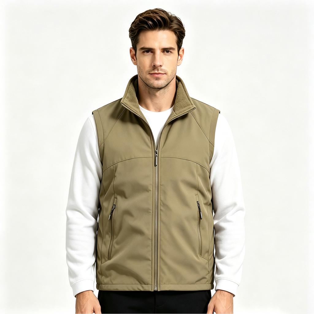 Men's Fall Winter Stand Collar Outdoor Casual Sports Vest with Sleeveless Design for Everyday Wear