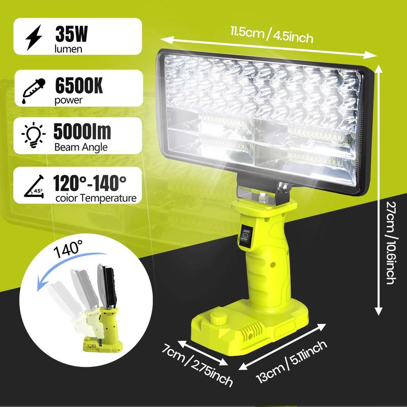 Outdoor Emergency LED Work Light 4000LM 35W Flashlight For Ryobi 18V Lithium P108 P104 Nickel One+ Battery USB Type-C Power Bank