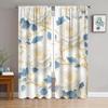 2PCS Digital Printed Curtains, White Flowers Blue Leaves Botanical Contrast, Window Drapes for Living Room Bedroom Home Decor