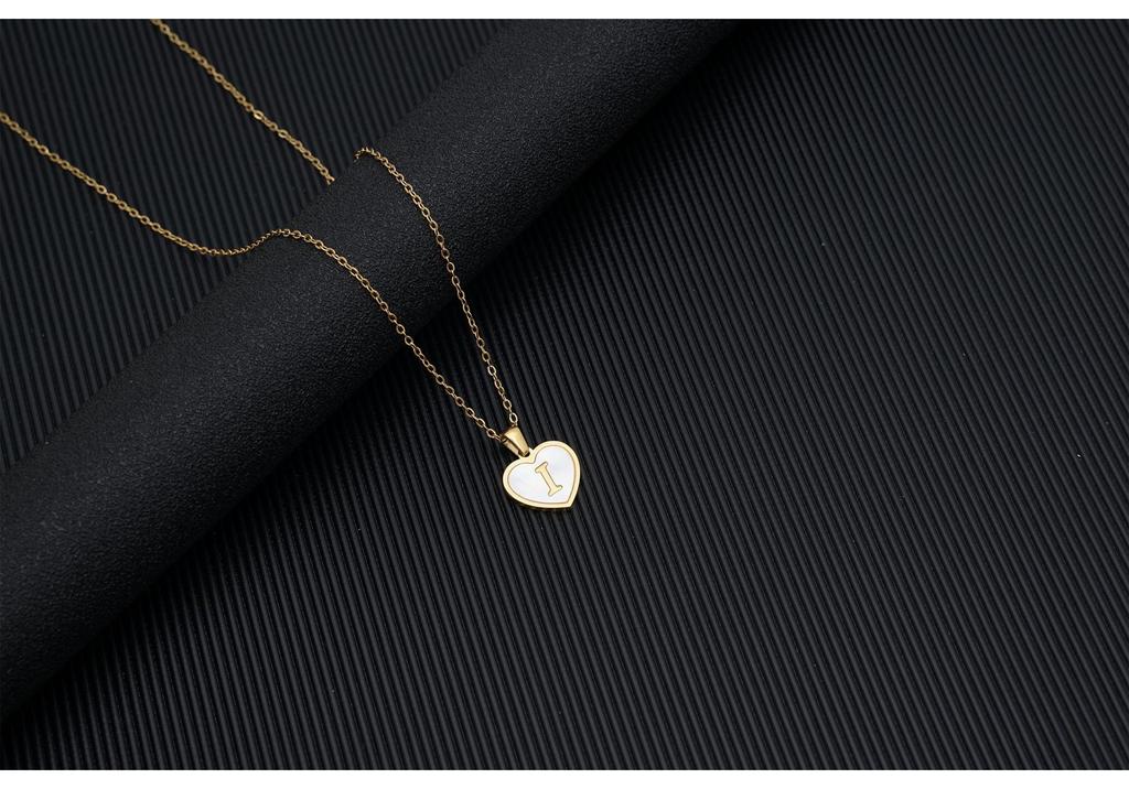 Gold Shell Pendant Necklace with English Alphabet - European & American Trend In Titanium Steel Chain