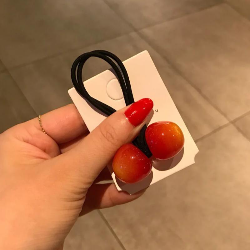 Red Hair Band Cherry Elastic Women's Hair Tie, High Elasticity, Cute Fruit Hair Tie, Versatile Hair Accessory