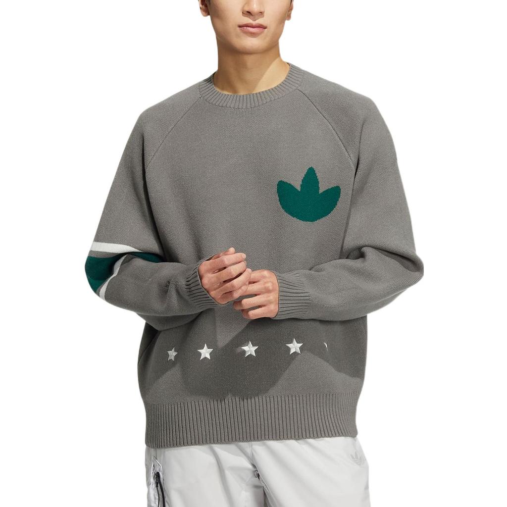 adidas Originals SS22 Logo Print Crewneck Pullover Sweatshirt Men Sweatshirt Gray HS7294