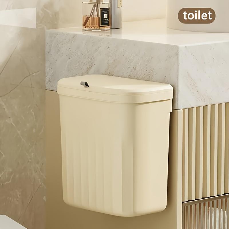 1pc Large Capacity Wall-Mounted Trash Can - Easy-Install, Space-Saving Design for Kitchen & Bathroom -Plastic, Open-Top Waste Bin with Back Hook