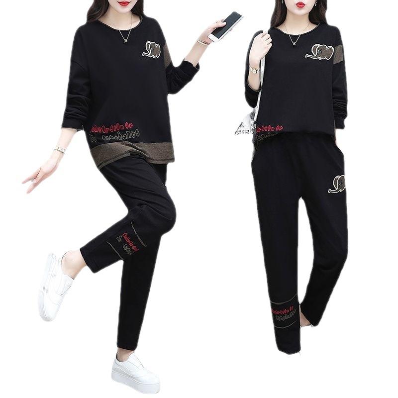 Autumn Fashion, Age-reducing, Casual Two-piece Set, Plus Size Women's Fashionable and Scheming Flesh-covering Suit