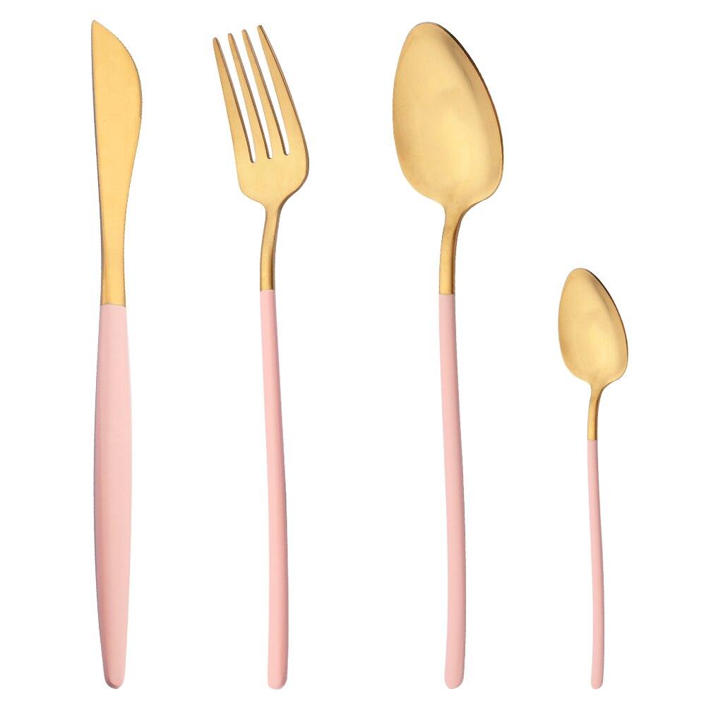 Matte Gold Dinnerware Set 304 Stainless Steel Cutlery Flatware Set Grey Gold Knife Fork Spoon Teaspoon Tableware Set