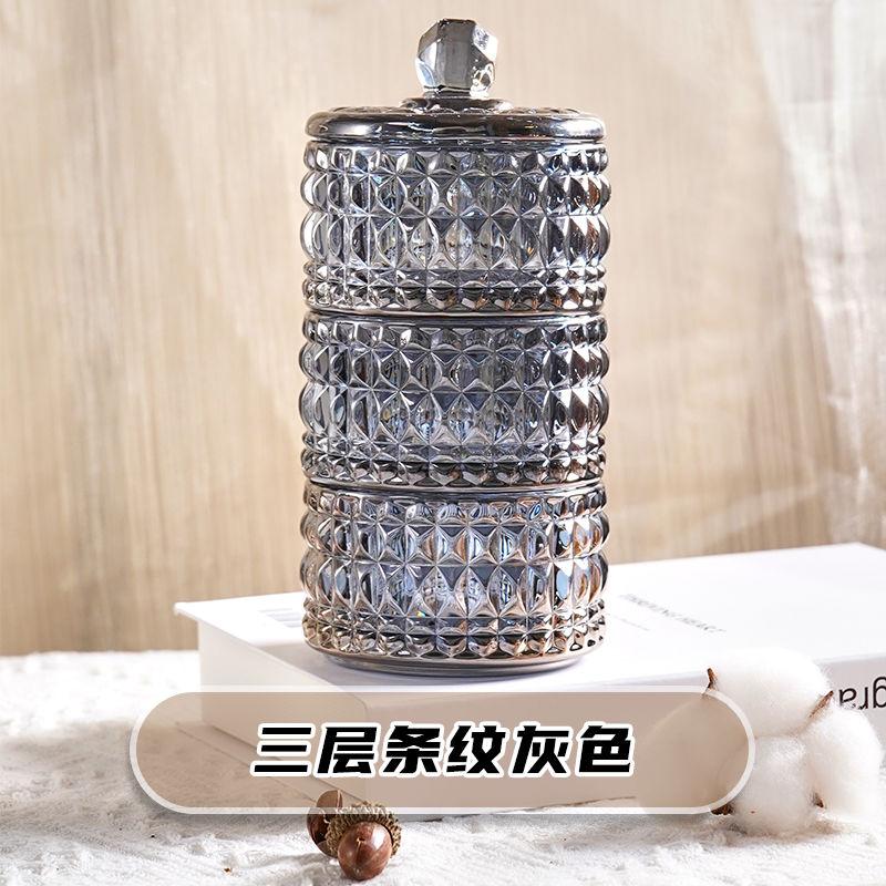 European Creative Luxury Crystal Glass Candy Jar with Lid Dried Fruit Jar Jewelry Storage Box Home Decoration Storage Jar