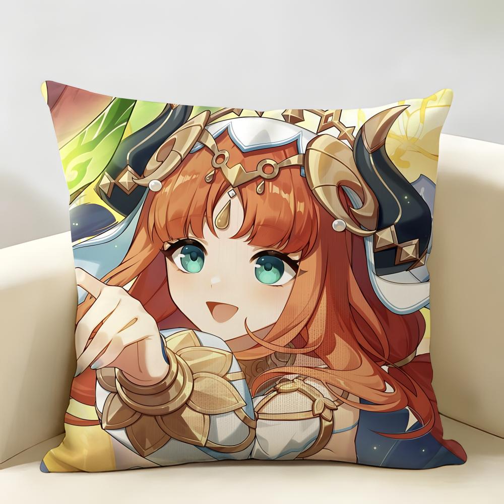 Nilou Genshin Impact Cushion Cover Natural Linen Organic Fabric DoubleSided Printing Room Sofa Decor Pillow Case