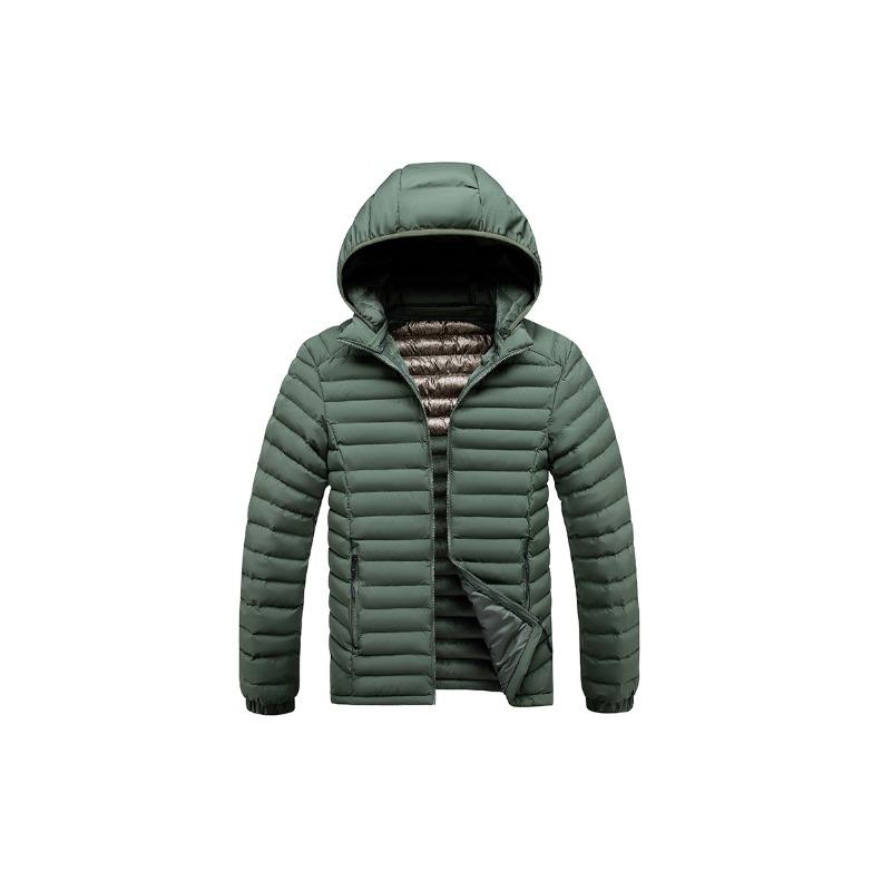 

Rib Suit Cotton-padded Coat Men s Winter Graphene Solid Color Removable Cap Slim Fit Fleece Thickened Top Jacket L
