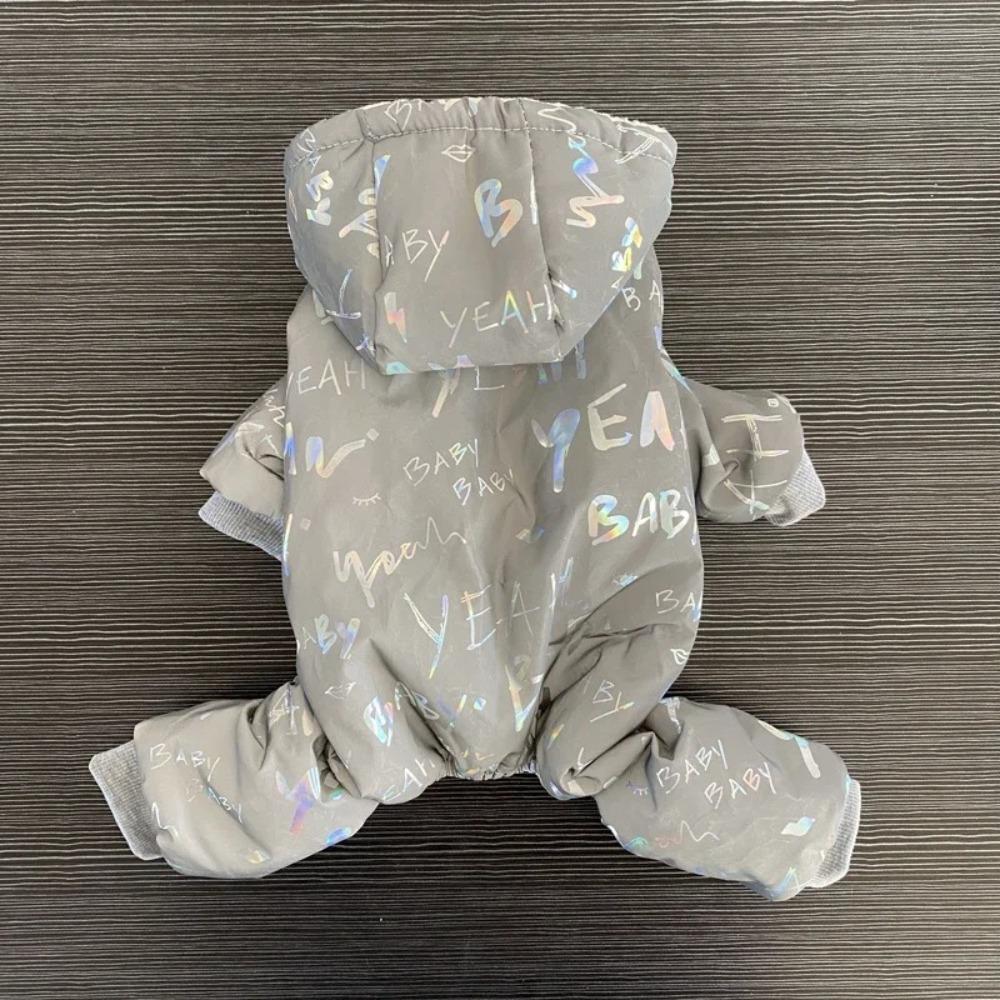 Waterproof Winter Dog Jumpsuit Thick Fleece Warm Pet Supplies Small Medium Dog Clothes Laser Letters Overalls Pug Teddy Coat