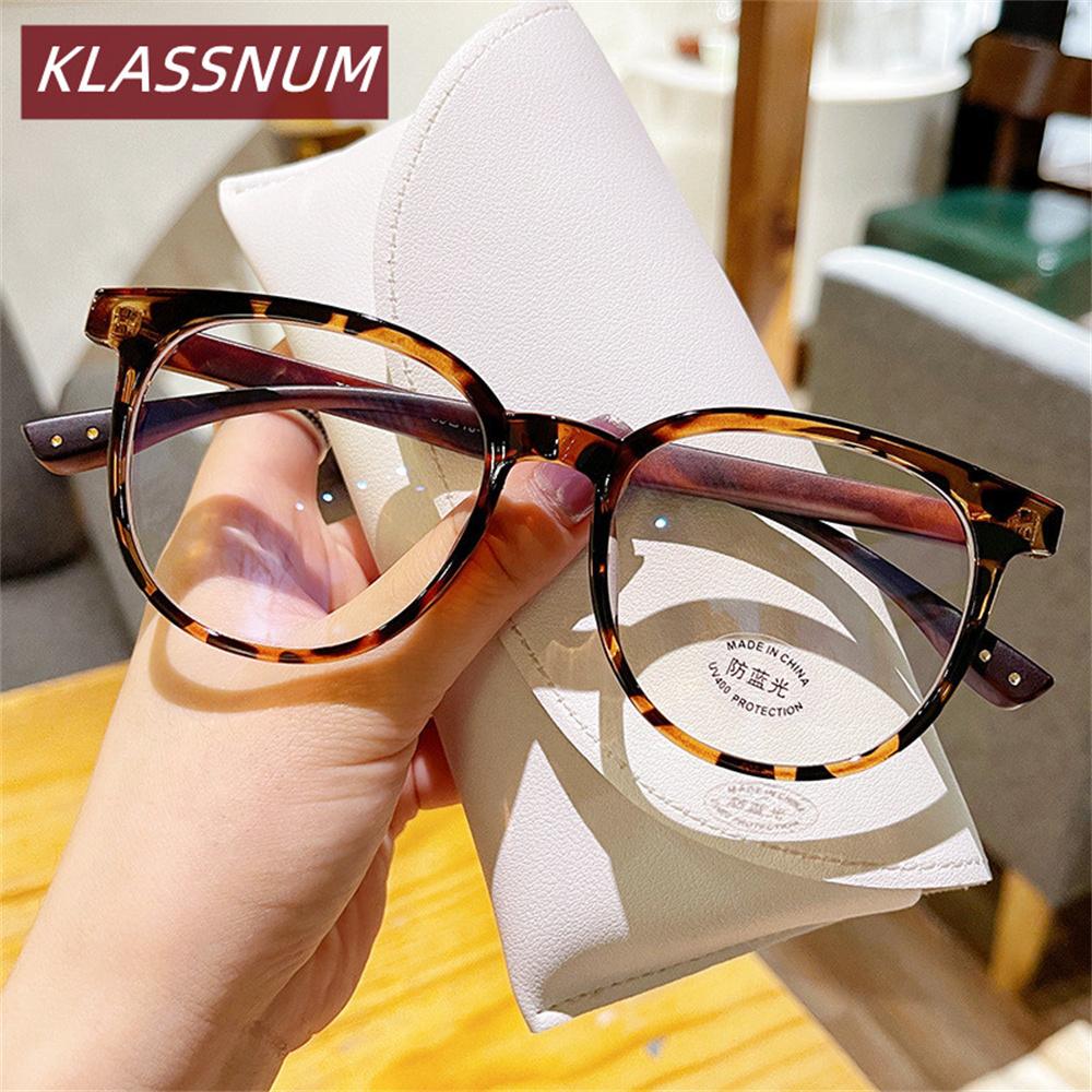 

KLASSNUM Anti-Blue Light Flat Mirror Reading Glasses Retro Wood Grain Legs Round Frame Myopia Glasses Computer Eyewear 0-+4.0 Anti-Blue Light бурштин