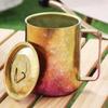 Outdoor Camping Pure Titanium Coffee Mug,With lid Double-layer Multicolored Handle Breakfast Mule Beer 350 ml Juice Cup,Tumbler