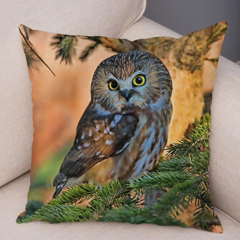 Cute Animal Pillowcase Wild Owl Cushion Cover Decorative Sofa Home Children's Room
