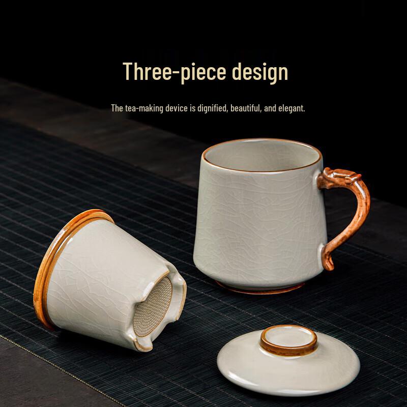 Minxun New Chinese Style Ge Ware Dragon Handle Tea Mug Gift Set